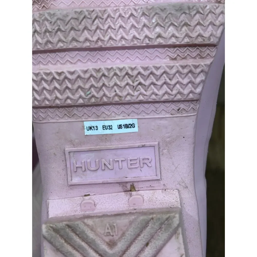 Hunter Pink Original Tall Rain Boots Girls Sz 2 Waterproof Wellies Barbie Preppy